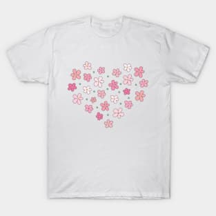 Sakura Cute Flowers Kawaii Aesthetic Heart T-Shirt